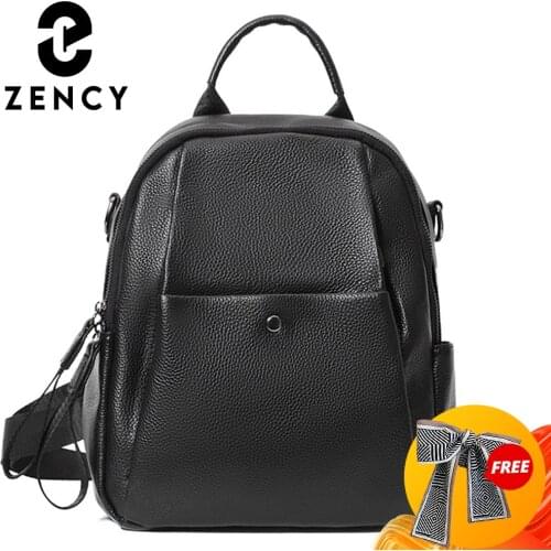 Zency 2021 Genuine Leather Casual High Quality Small Female Backpack Commute Simple Fashion Satchel Travel Ladies School Bag New