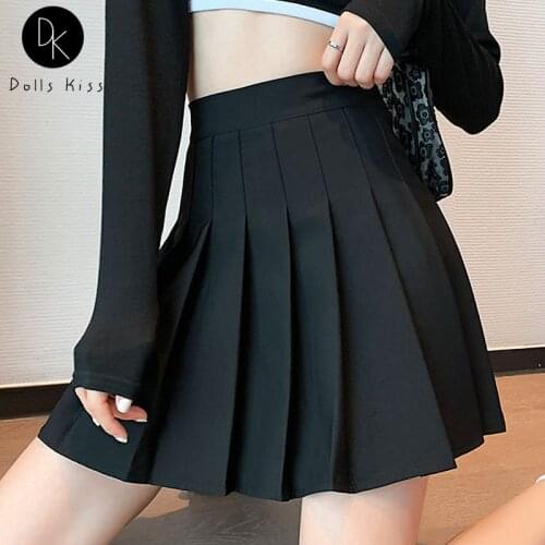 Women JK Uniform Pleated Skirt College Style Japanese A-line Skirt for Girls Ladies Cool Solid Color Kawaii High Waist Skirt