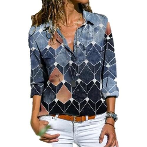New spring summer new vintage floral plaid print women shirt female ladies casual office blouse shirts