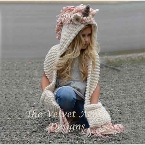 Animal Hat Hooded Scarf Set Winter Girls Pink and Green Color Knitted Hat Scarf Set Toddler Girl Boy High Quality Warm Cap