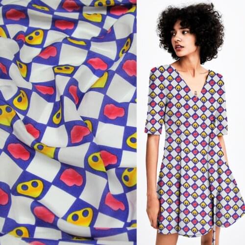 100% pure Silk Crepe DE chine fabric fashion cartoon love heart print 12momme,SCDC642