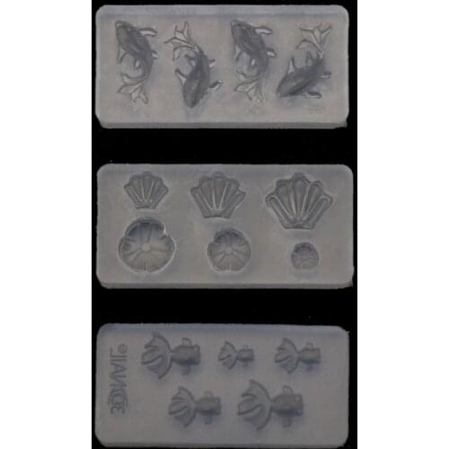 3Pc Mini Size Goldfish Lotus Leaf Earrrings Water Dag DIY Resin Jewelry Mold Kit