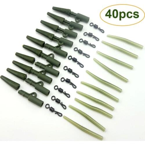 40pcs Carp Fishing Tackle Anti Tangle Sleeves Rolling Quick Change And Tail Rubber Tubes Carp Fishing Accessries Kit