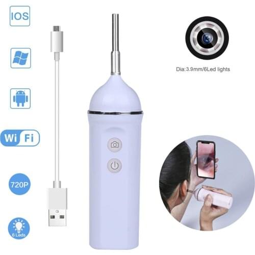 4.3MM Wireless Ear Cleaning Endoscope HD Digital Otoscope Inspection Camera 6 LED Light for iPhone Android, iPad ,IOS