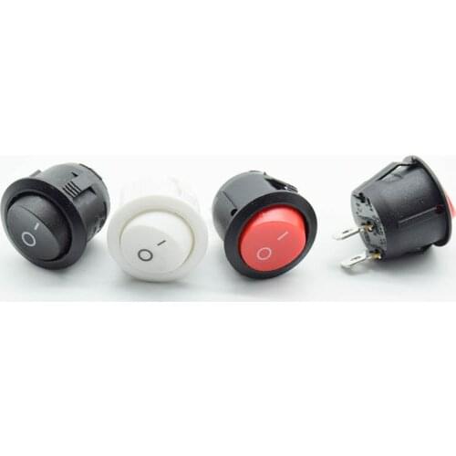 5pcs 22mm Diameter Small Round Boat Rocker Switches Mini Round Black White Red 2 Pins ON-OFF Rocker Switch waterproof