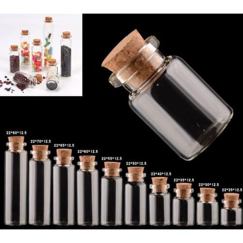 5pcs 4-30ml Mini Glass Bottles Delicate Cork Stoppers Wish Bottles DIY Miniature Bottles Favor Cute Small Glass Jars Vial