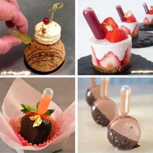 50pcs 4ml Transparent Ice Cream Jelly Milkshake Droppers Pipette Straw Dropper Disposable Plastic Baking Tools