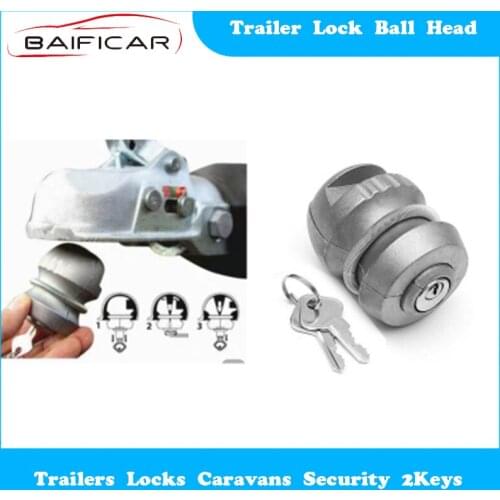 Baificar Brand New Trailer Lock Ball Head Universal Insertable Hitch Coupling Lock Trailers Locks Caravans Security 2 Keys