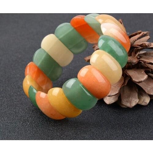 Natural tricolor jade handcarved beads bracelets beads for couples woman men beads bracelet with jade bracelet