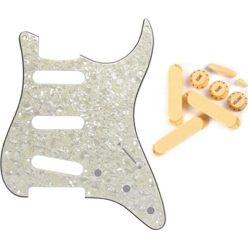 FLEOR of FD ST Guitar Pickguard SSS 11 Hole with Closed Pickup Covers 2T1V Knobs Switch Tips