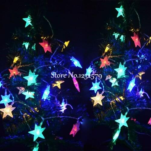 20M 200 LED Fairy String Lights Scrub Five-pointed Star Christmas Tree Wedding Decor luminarias lamps Navidad 110V 220V