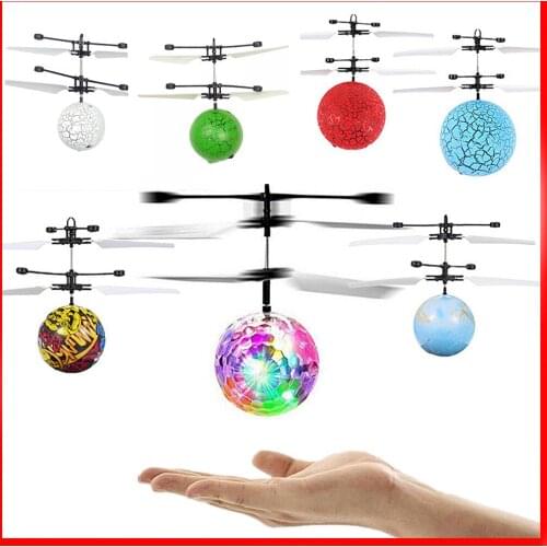 Childrens Fly Toy RC Remote Control Gesture Induction Crystal Ball Outdoor Indoor Football USB Charging Coulorful Gift for Kids