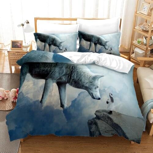 Wolf Bedding Set Single Twin Full Queen King Size Animal Wolf Bed Set Childrens Kid Bedroom Duvetcover Sets 3D Design 012