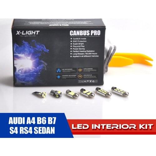 22pcs Error Free Xenon White Premium LED Interior Light Kit for AUDI A4 B6 B7 S4 RS4 SEDAN WITH Installation Tools