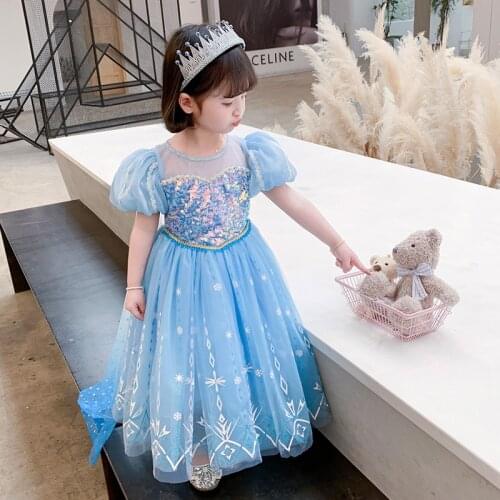Ruifglasb Snow Queen 2 Party Costume for Girls Elsa Long Dress Princess elza 2 Vestido Cosplay Carnival Clothing