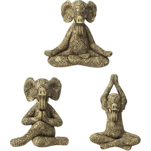 Creative Doing Yoga Elephant Statue Room Decoration Animal Resin Sculpture Desktop Yoga Animal Statue Ornaments Modern Crafts