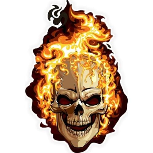 Creative Car Sticker Fire Skull Accessories Vinyl PVC 16cm*11cm Motorcycle Waterproof Windshield Car Window Car Styling Deca