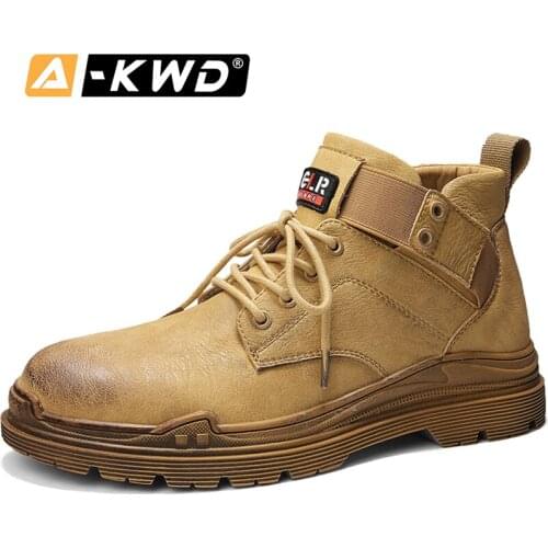 Fashion Men Sneakers Chaussures Pour Homme Men Casual Shoes Pu Leather Shoe Sand High Tops Sneakers Men Autumn Simple Work Boots
