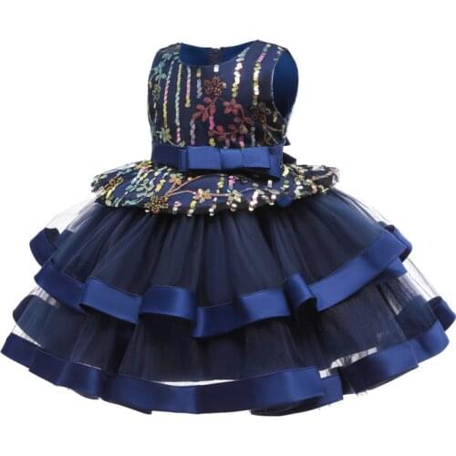 Summer cotton womens full hand red bow Satin Mesh childrens dress cake puffy dress 16 childrens performance dress 2021 NEW