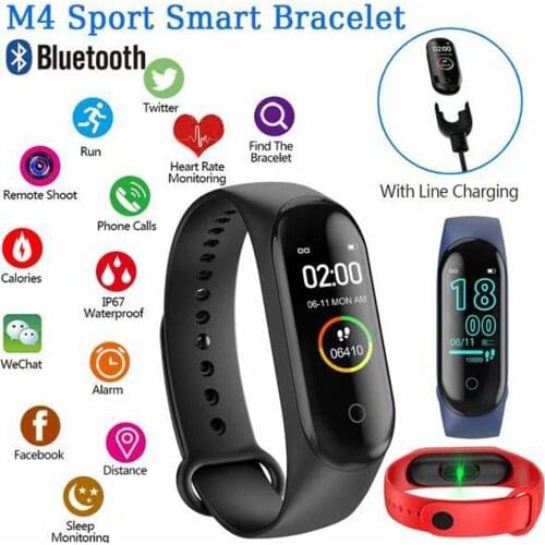 M4 Smart Sports Pedometers Watch Heart Rate Blood Pressure Fitness Tracker For Android IOS