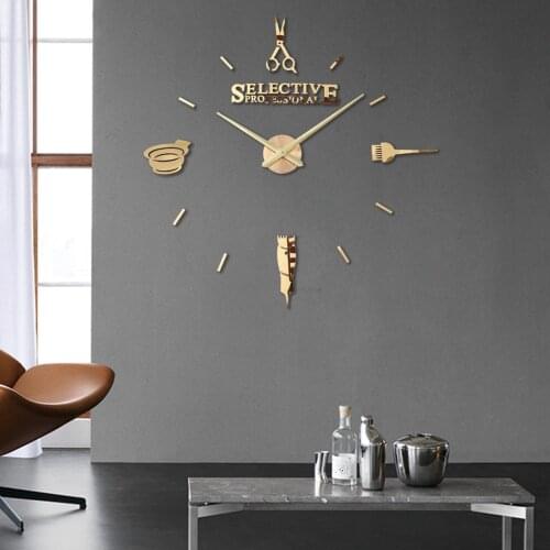 Fashion Simple Haircut Tools EVA Clock Hairdressing DIY Acrylic Creative 3D Wall Stickers Stereo Watches Custom