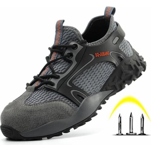 2020 Mesh Breathable Men Safety Work Shoes Anti-Smashing Steel Toe Cap Shoes Indestructible Work Boots Lightweight Man Sneakers
