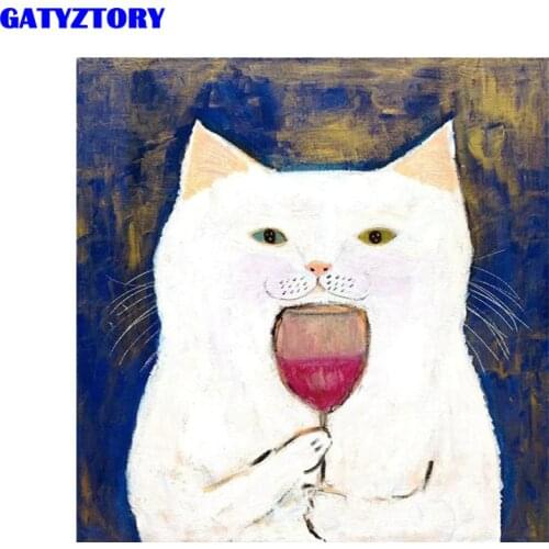 GATYZTORY Animal Lovely Cat Frame Painting by Numbers DIY Full Set Acrylic Paint Unique Gift Oil Painting By Numbers Home Decor