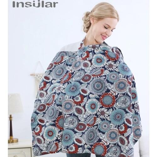 Insular Mother Outing Breastfeeding Towel Cotton Baby Feeding Nursing Covers Printed Anti-glare Nursing Cloth 100cm*70cm