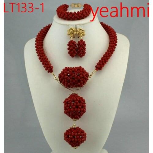 Nigerian Wedding African Beads Jewelry Sets Crystal Necklace Sets Silver Color Jewelry Set Wedding Accessories Party LT133-1