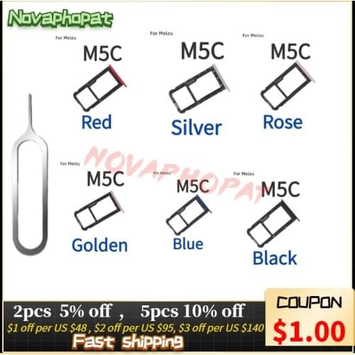 Novaphopat For Meizu M5C M710H SIM Card Tray Holder Micro SD Slot Socket Adapter Replacement + Tracking