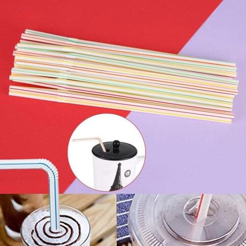 Plastic Drinking Straws Long Multi-colored Striped Bedable Disposable Straws Party Multi Colored Rainbow Straw Accessories