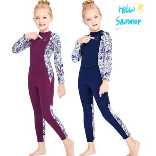 Thick Neoprene Wetsuit For Girls Children Letters Swimsuits Solid Professional Scuba Diving Suit Kids Surfing Jellyfish Swimwear