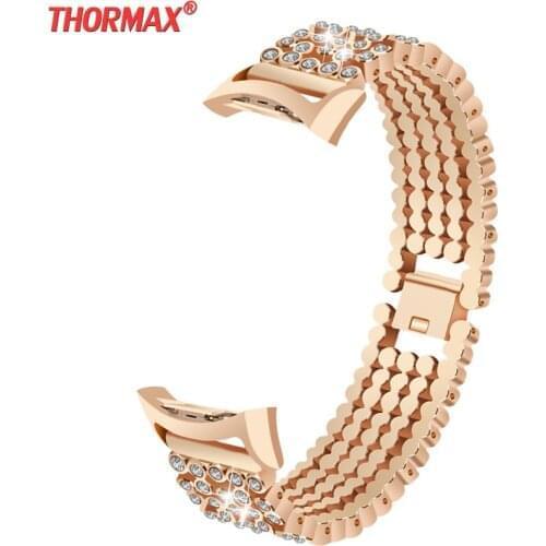 For Samsung Gear Fit 2 Fit2 PRO SM-R360 Watch Bands Accessories Crystal Rhinestone Diamond Stainless Steel Metal Watch Bands