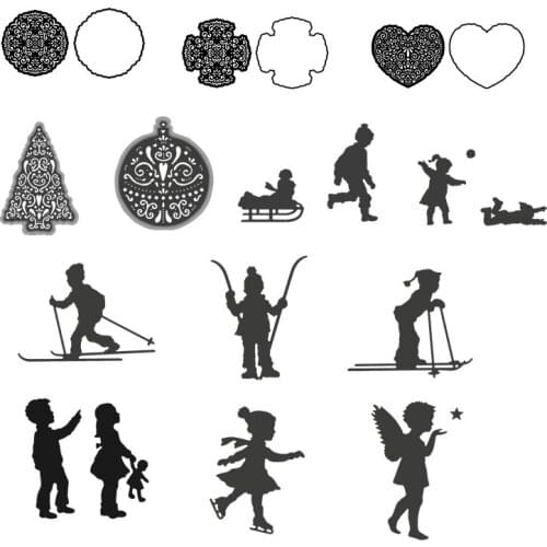 Christmas Tree Skiing Boy & Girl Metal Cutting dies 2019 new Craft Dies for Embossing Paper Card making Scrapbooking Decoration