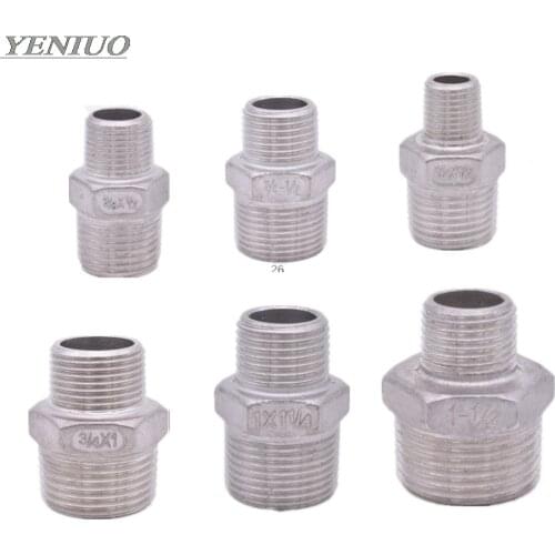 Hex Nipple Union 304 Stainless Steel Pipe Fitting Connector Coupler water oil 1/8" 3/8" 1/2" 1" 1-1/2" BSP Male to Male Thread