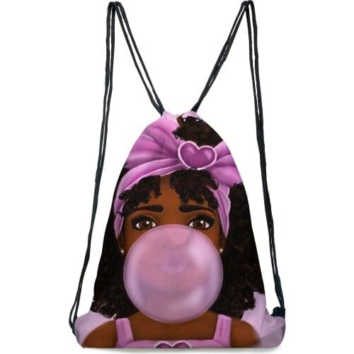 Cartoon Ballet Dancing Girls drawstring bag African girl printing women fashion storage bags teenage girls backpack kids bookbag