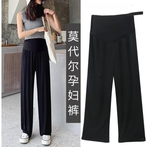 Big Size Pregnant Woman Wide Leg Pants Spring And Autumn Feeling Modal Loose Fashion Pants Spring Slacks Long Pants