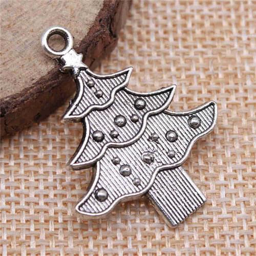Jewelery Pendants Making Charms For Jewelry 20pcs Christmas Tree Charms 33x26mm Antique Silver Plated