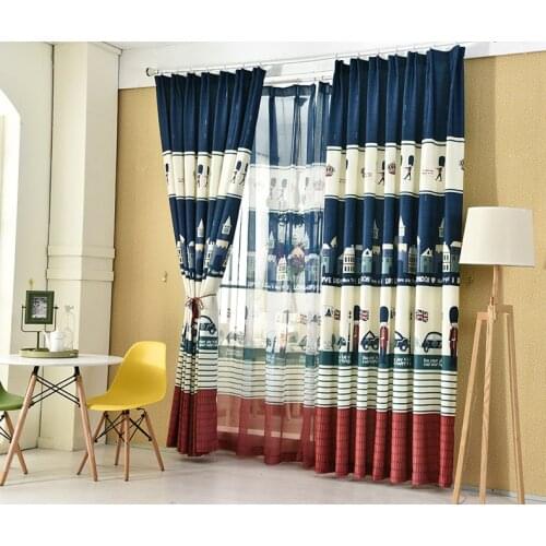 British Style Cortinas Cartoon Curtain Living Room Kids Room Curtains ECO-Friendly Velour Tulle Fabric Children Room Decor 2ps
