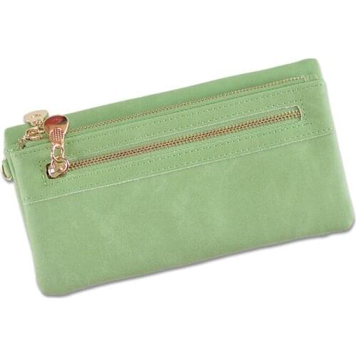 2019 Fashion Women Wallets Long Frosted PU Leather Wallet Female Double Zipper Clutch Coin Purse High Capacity Ladies Wristlet