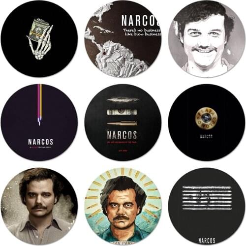 58mm Wagner Moura Narcos Icons Pins Badge Decoration Brooches Metal Badges For Backpack Decoration