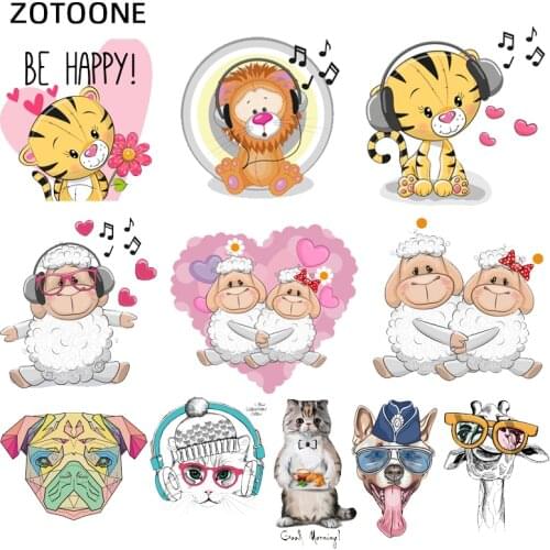 ZOTOONE Cute Tiger Animals Patches Washable Iron-on Transfers for T-Shirt Children Gift DIY Clothes Stickers Dog Heat Transfer I