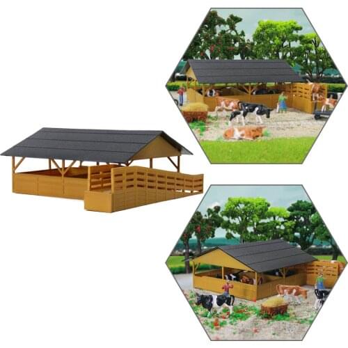 1pc HO Scale Livestock Horses Stable 1:87 Cattle Shed Yellow Buidling Kit for Farm Animals JZ8701Y