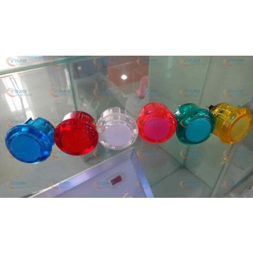 10 pcs Transparence Push Button Build-In Microswitch Locking Round Push Button 6 Colour Available Arcade Parts for game machine