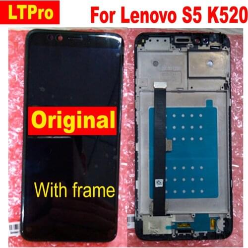 100% Original Best Full LCD Display Touch Screen Digitizer Assembly Sensor + Frame / bezel For Lenovo S5 K5 K520t K520 Phone