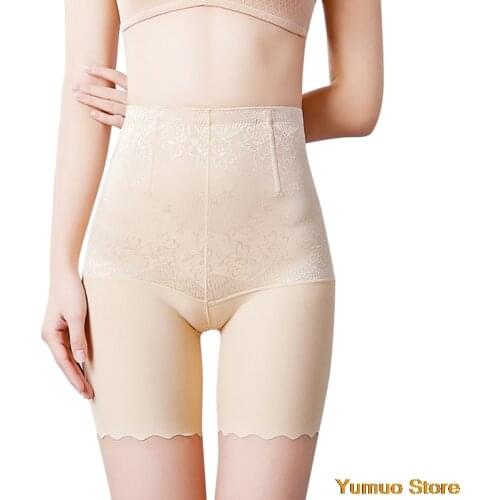 2021Women Body Shaper Butt Lifter Panty Tummy Control ShortsMid Thigh Slimmer Shapewear High Waist Seamless IceSilkBellyPanties