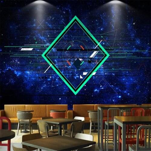 Milofi custom 3D wallpaper mural modern science fiction starry universe line bar KTV background wall decoration painting wallpap