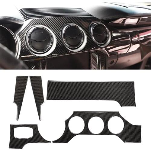 5Pcs/Set Carbon Fiber Car Interior Dashboard Panel Cover Trim Decoration For Ford Mustang 2015 2016 2017 2018 2019 LHD