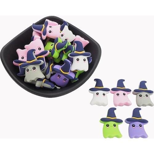 Chenkai 50PCS Silicone Little Elf Teether Beads Baby Loose Teething Beads For DIY Sensory Jewelry Pendant Chain Accessories