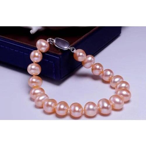 9-10mm south sea round gold pink pearl braclet